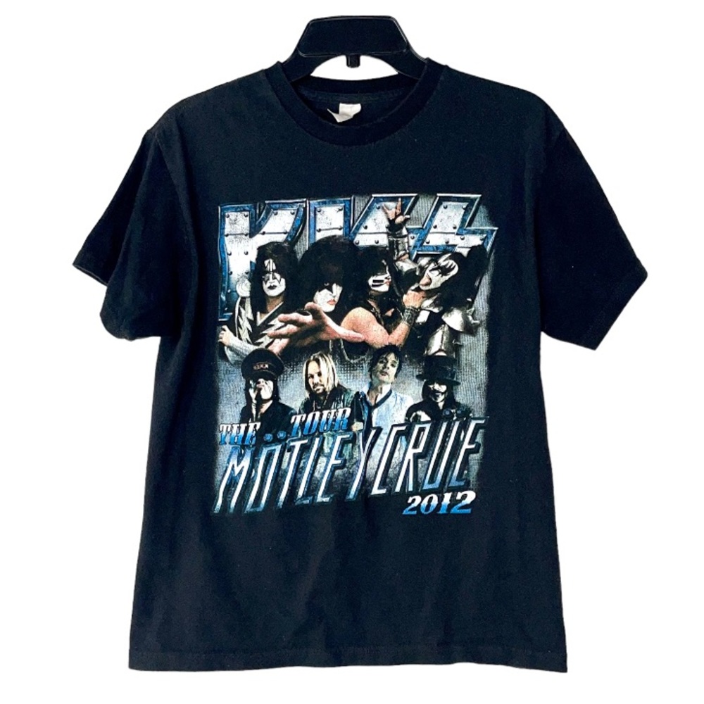 Motley Crue/Kiss black short sleeve band tee 2012 The Treatment tour size M
